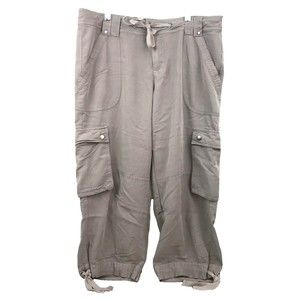 Relativity Womens Size 10 Capri Cropped Cargo Pants Gray Hiking Outdoor Rayon